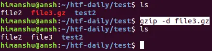 uncompress files using gzip