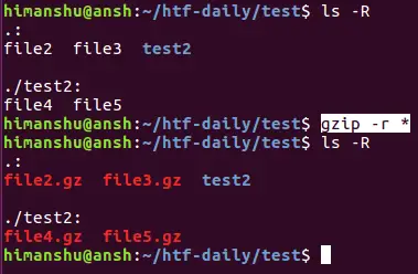 recursively compress files using gzip