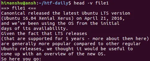 How to have head print filename in output