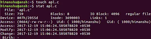 Change file timestamp with touch command