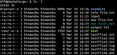 display detailed information about files and directories