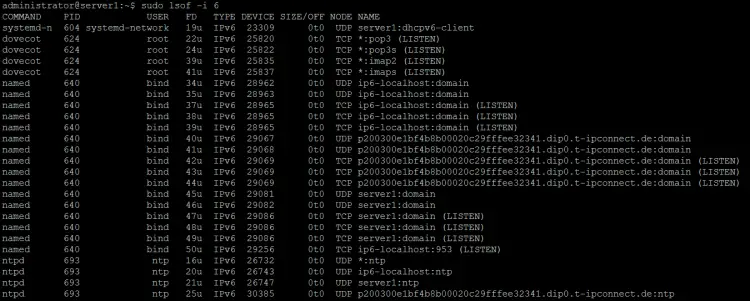 LSOF IPv6 listeners