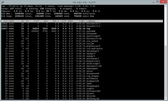 Top command running within screen