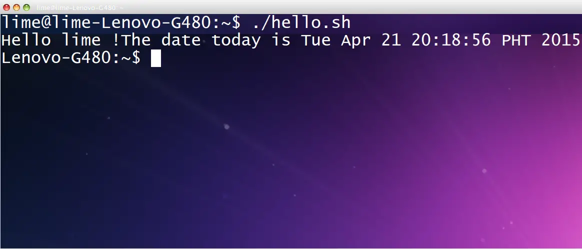 Write a script to display the system date in linux