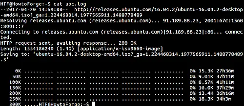 How to redirect your wget output to a log file - result