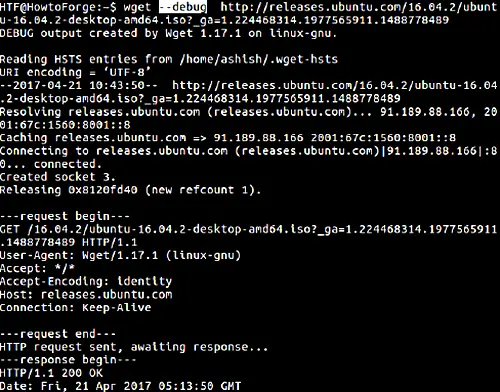 How to make wget display debug information