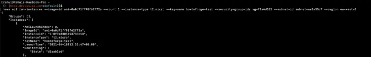 Create EC2 instance using aws cli