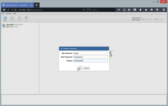 Change the password in phpvirtualbox