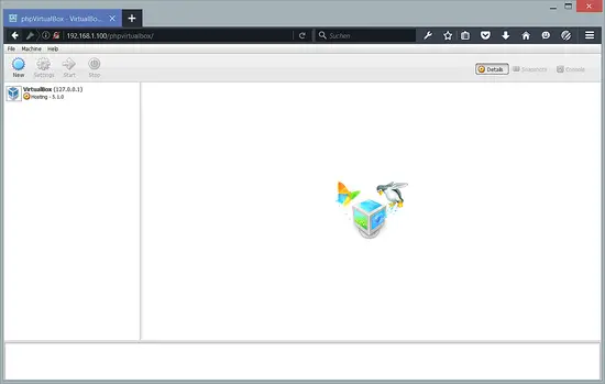 The phpvirtualbox desktop