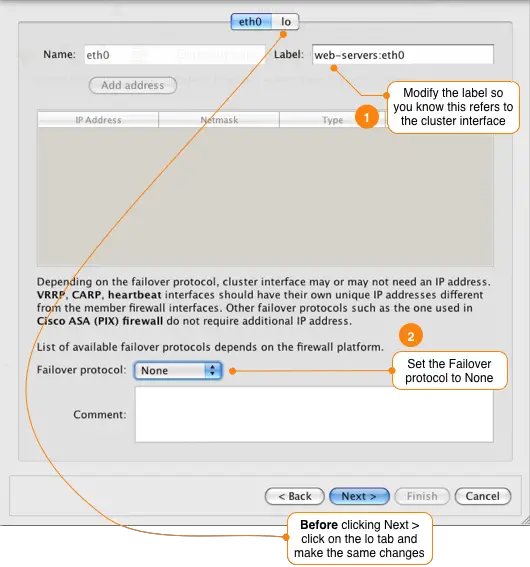 modifying 
    the cluster interface attributes