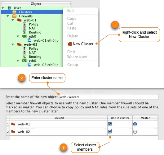 steps to a new cluster
    with web-01 and web-02 as members