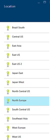 Select the location for the VM instance.