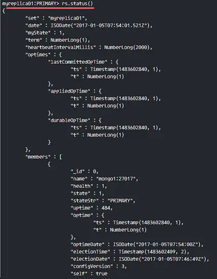 MongoDB Replicate Set Status
