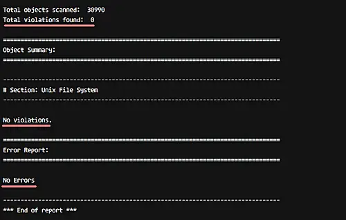 Check violation with tripwire