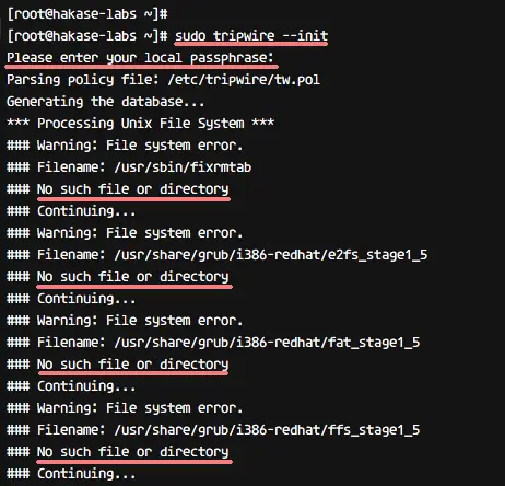 Configure tripwire policy on CentOS