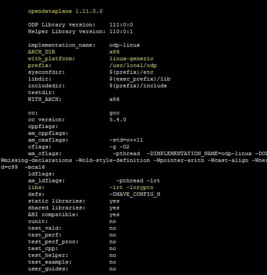 ODP configure output