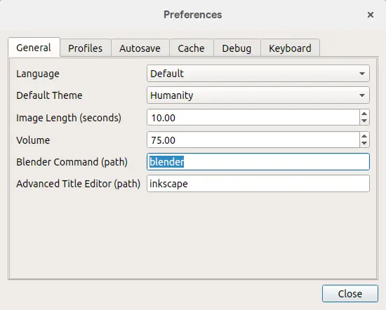 openshot preferences