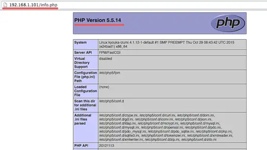 The phpinfo() output