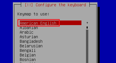 Configure keyboard language.