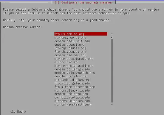 Select Debian mirror
