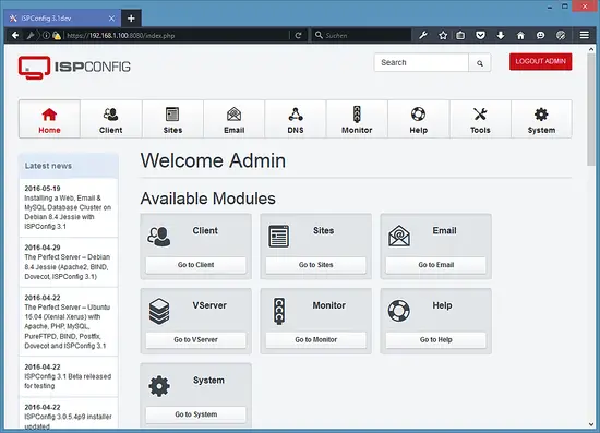 The ISPConfig Dashboard