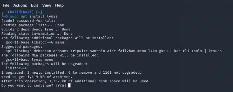 Lynis apt install