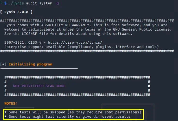 Executing Lynis without Root