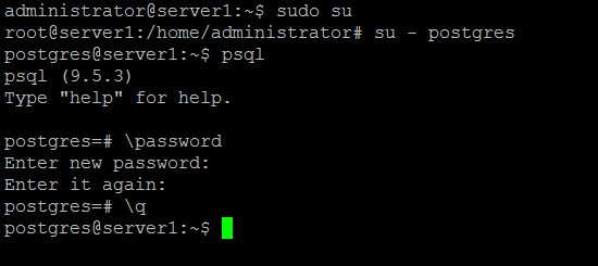 Set the PostgreSQL password.