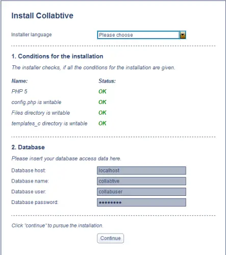 Collabtive Step 1