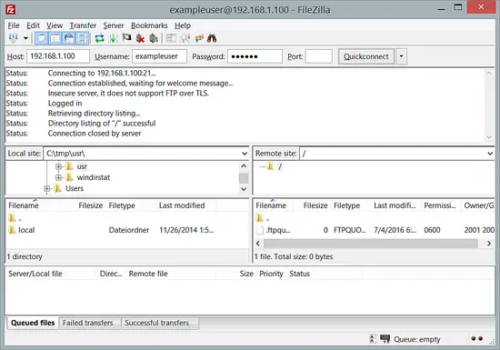 Connect to the FTP server with FileZilla.