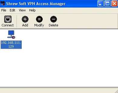Main window of the ShrewSoft VPN Client tool