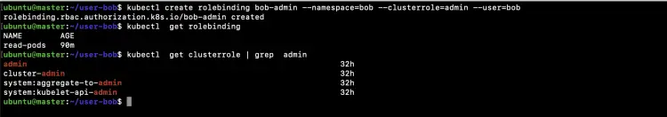 create-rolebinding-with-admin-clusterrole-for-bob-namespace-only