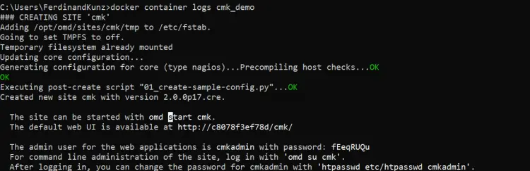 cmd showing docker logs