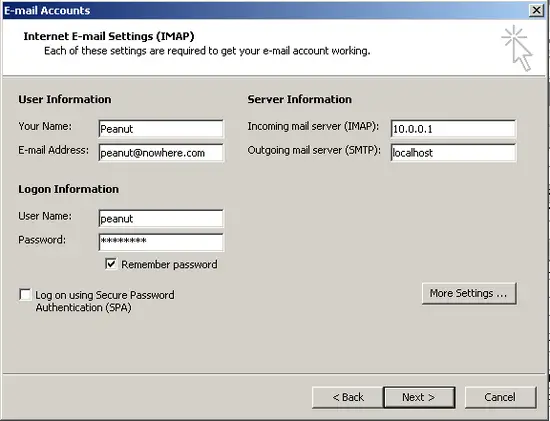 scr05 - Enter IMAP details
