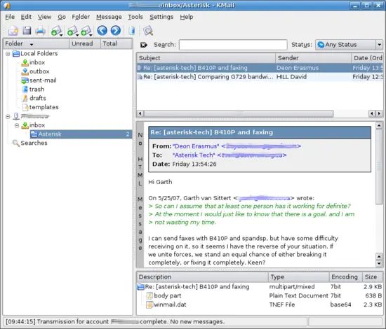 scr18 - Viewing the IMAP folder in KMail