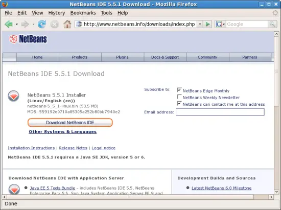 Sun Java SE 6 JDK and NetBeans 5.5.1 on Fedora 7 - Pic11