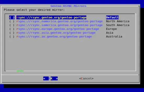 mirrorselect - rsync mirrors