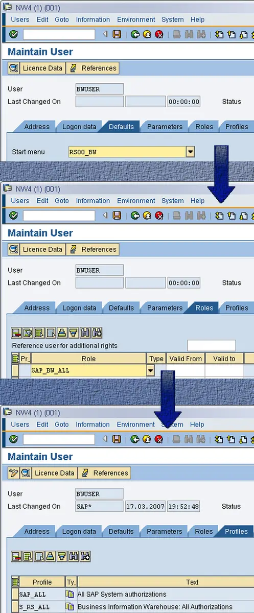 Creating the BW administrator user