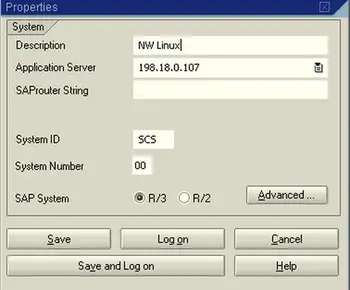 SAPGUI connection settings