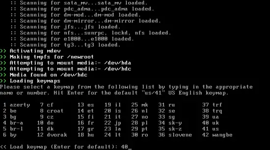 Gentoo Install Keymap Select