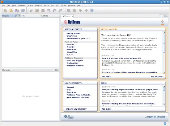 Sun Java SE 6 JDK and NetBeans 5.5.1 on Fedora 7 - Pic16