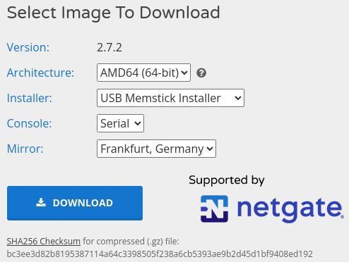 pfSense: Select Image To Download