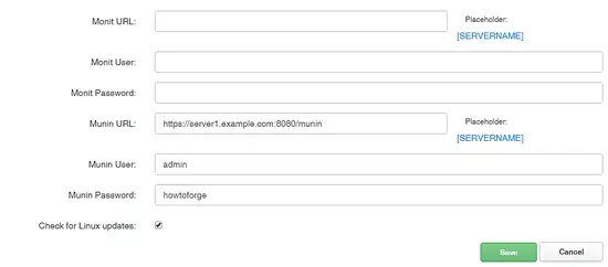 Munin settings in ISPConfig.