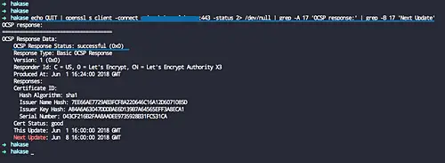 check the OSCP Stapling from the command line