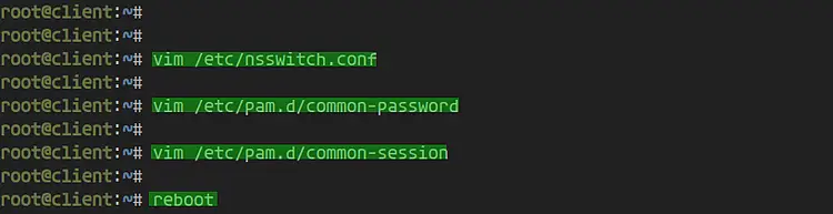 Configure nsswitch and reboot