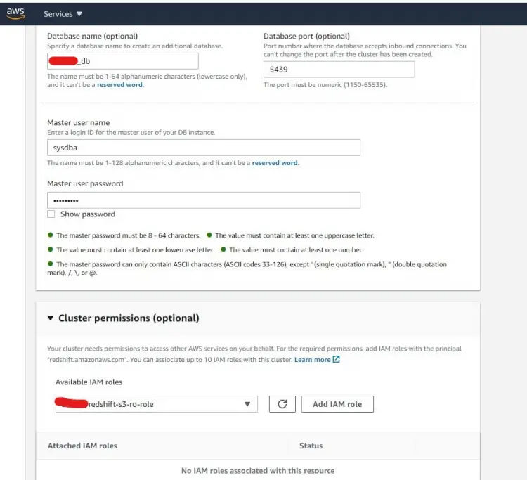Database settings and name