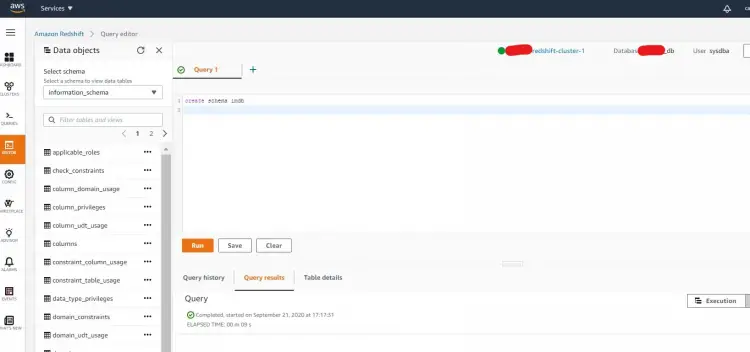 Create Redshift Database Schema