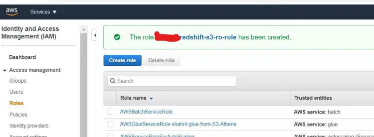 Redshift user created