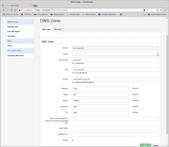 DNS Zone form in ISPConfig