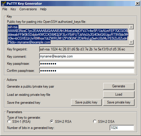 copy the public key from the PuTTYgen window
